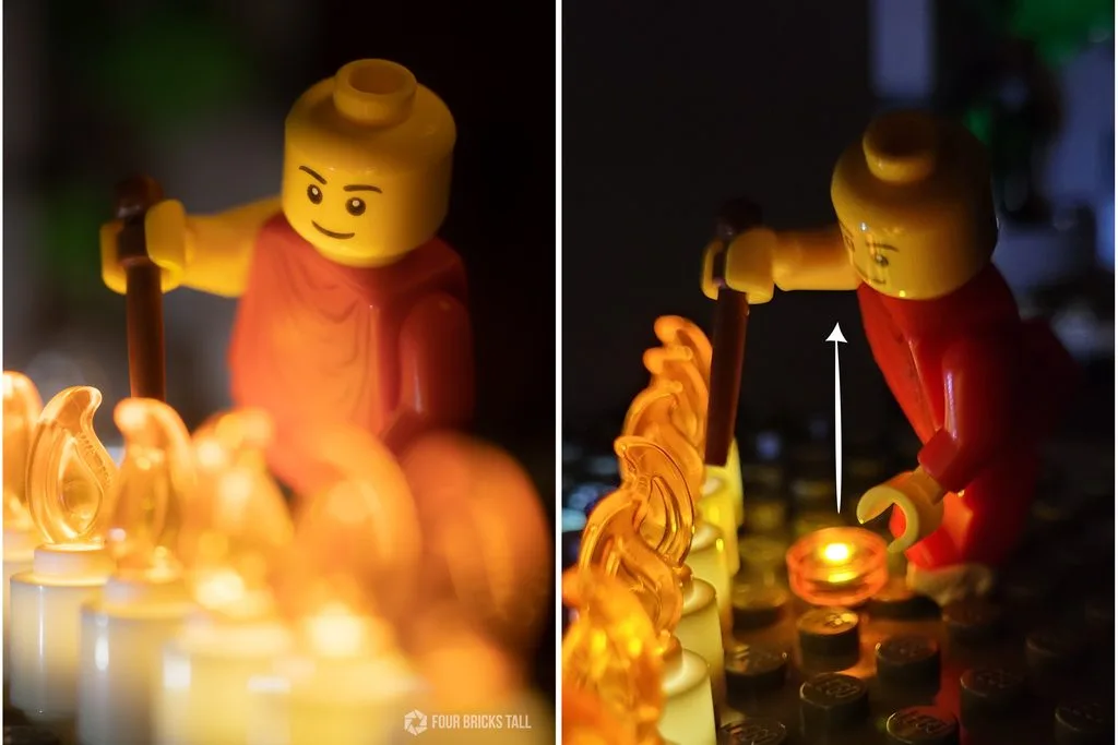 motivated light behind candles